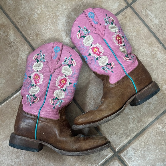 Pink and Brown Floral Macie Bean Cowboy Boots - Picture 1 of 9